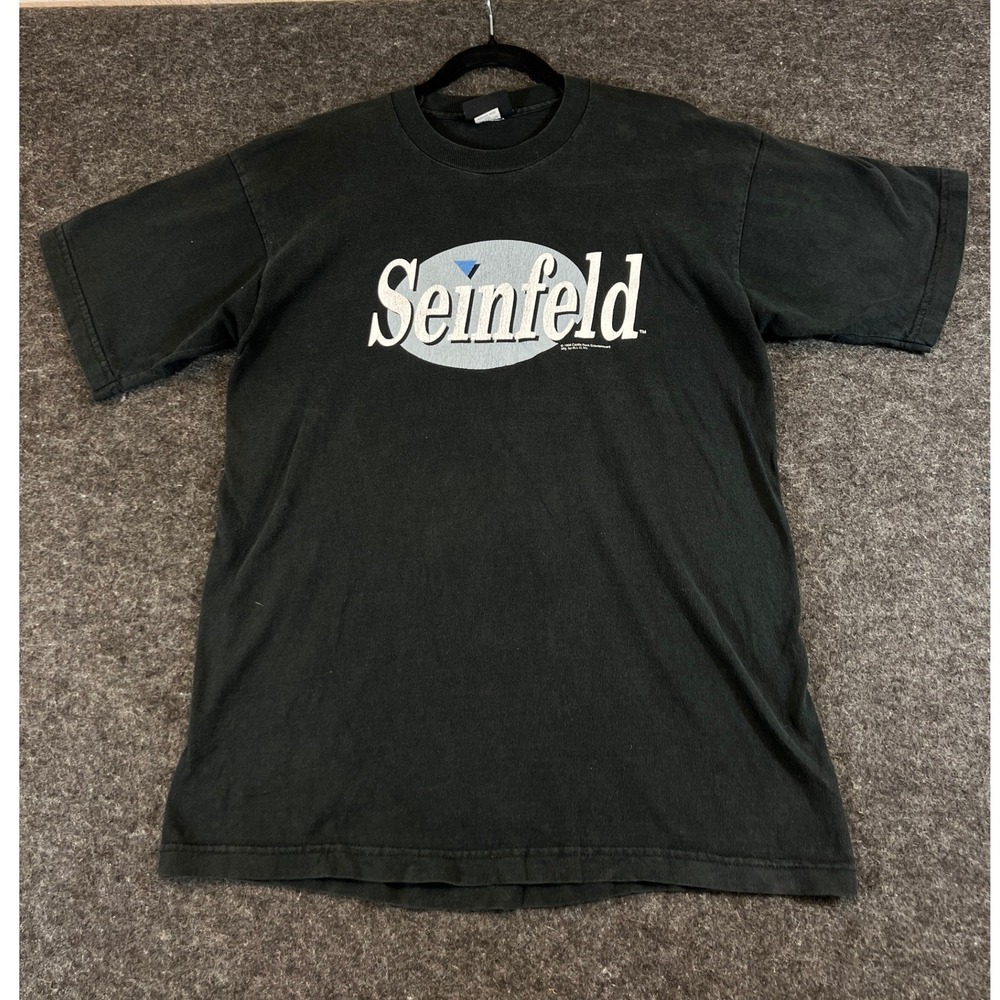 VINTAGE 90s Seinfeld NBC Experience Shirt Mens Large Black Graphic Promo Tee USA